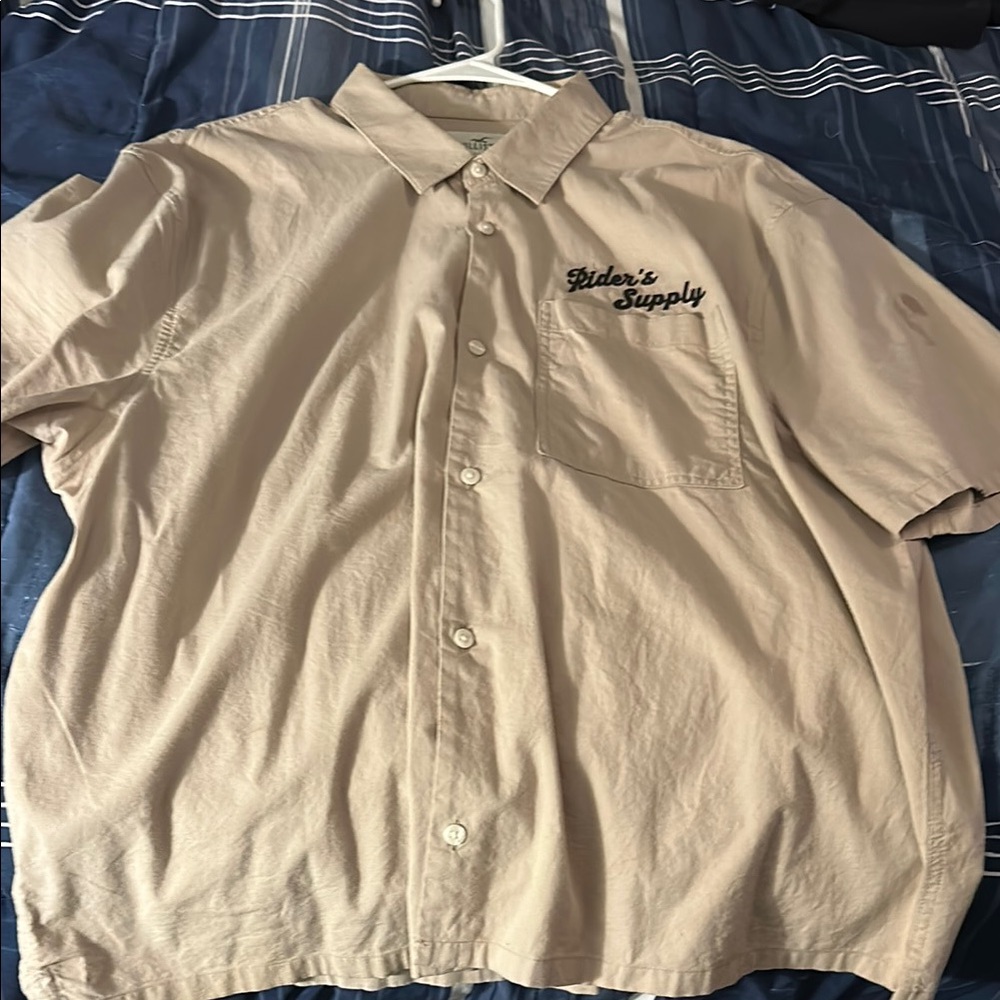 Hollister Tan Casual Button Down Shirt Relaxed Fit